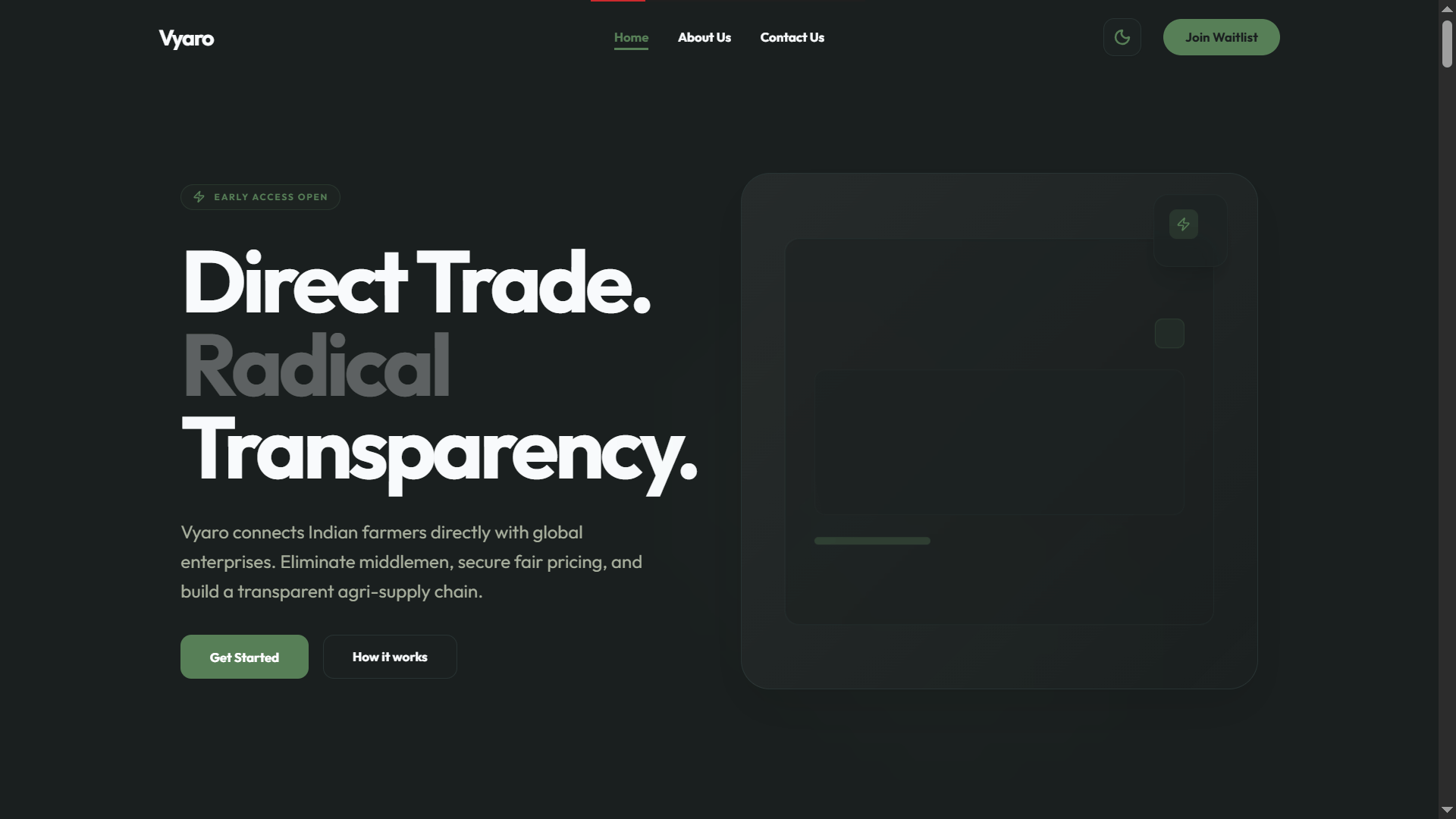 Vyaro Ecosystem dashboard interface